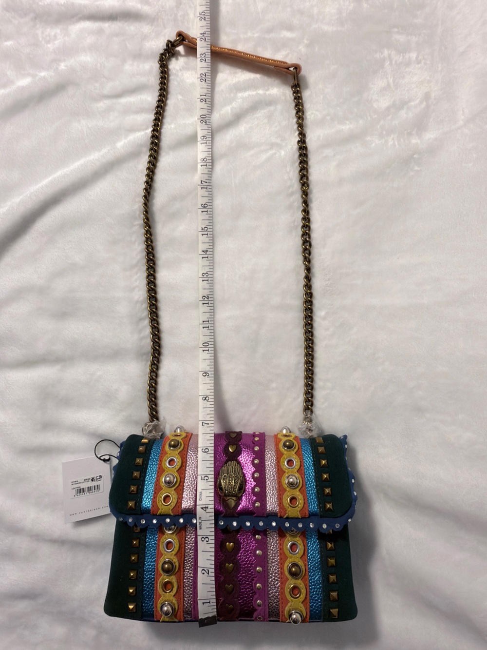 Kurt Geiger Kensington Multicolor Studded Flap Bag with Chain Strap - Picture 9 of 10
